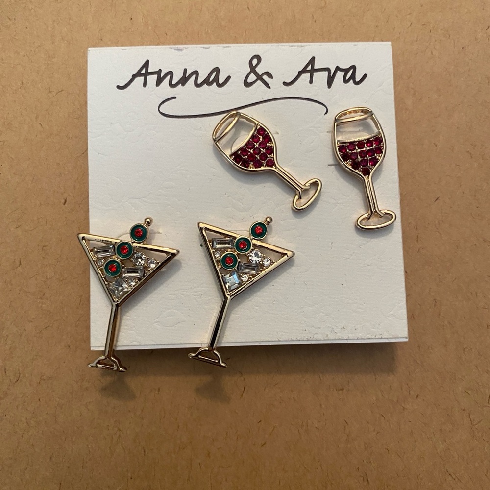 Gold Cocktail Glass Earrings